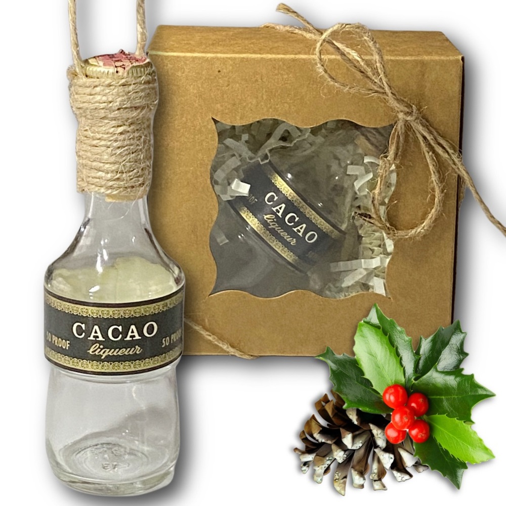 Cacao Liqueur Artisan Vintage Glass Miniature Bottle Unique Ornament